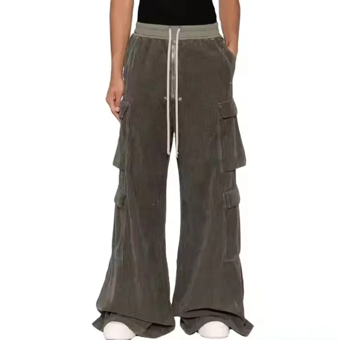 Fashion Hot Sale Street Custom Mens Corduroy Woven Cargo Flare Stacked Pants Men