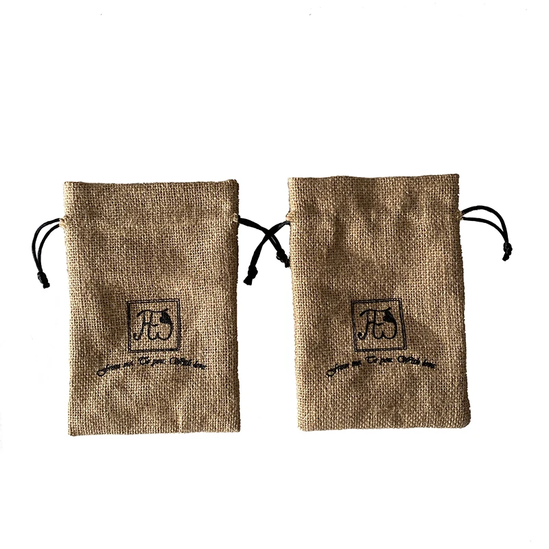 Custom Logo 12x17 cm recyclable Natural drawstring Hessian Burlap Jute Plant seed Bags