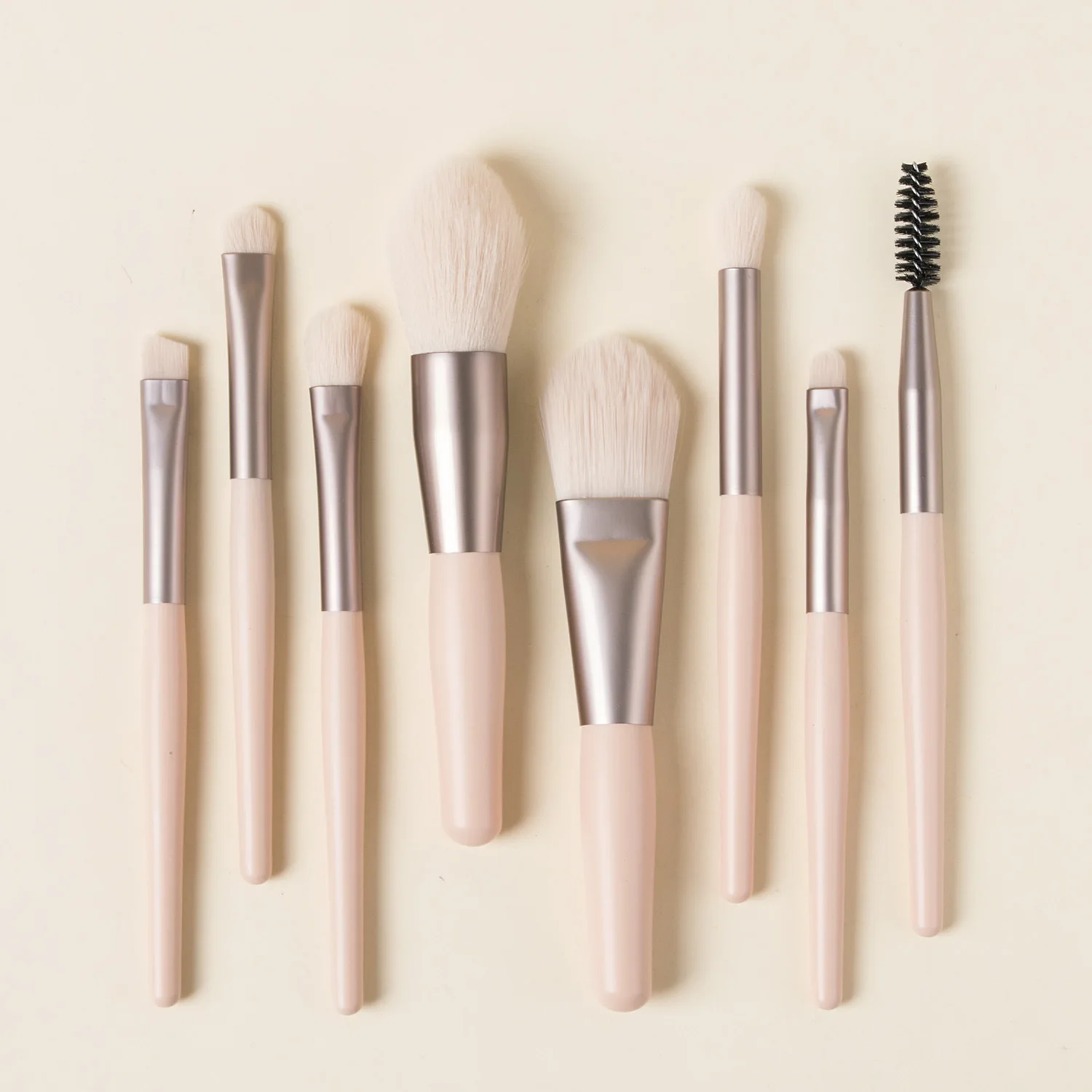 Custom Logo Portable 8pcs Plastic Handle Nylon Hair Makeup Brushes High Quality Make Up Tools Kit Makeup Brush Set