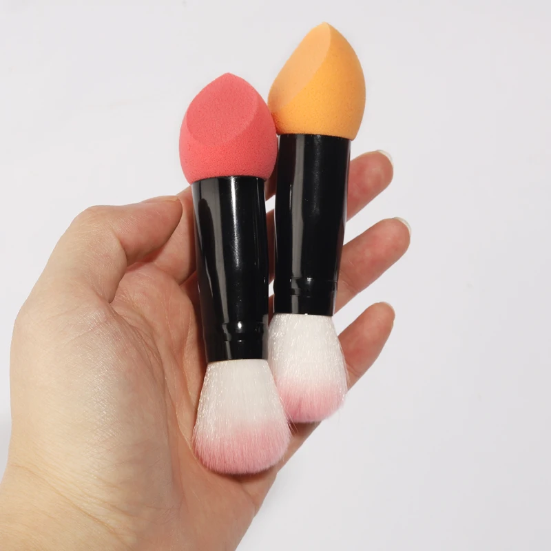 Low Moq Customize 2 In 1 Single Powder And Liquid Makeup Brush And Sponge