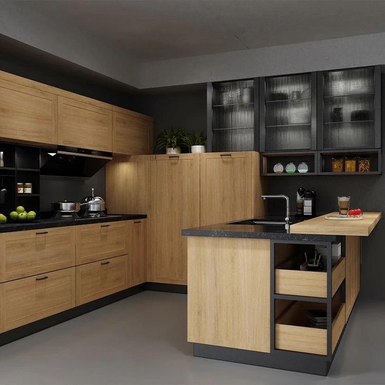 SANTOPOVA HIGH QUALITY Flat Pack European Luxury Full Set L Shape Kitchen Designs Cabinets Modern