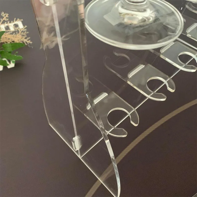 Luxury Wedding Custom Champagne Wall Glass Holder Acrylic Prosecco Wall Mounted Acrylic Champagne Display Rack Stand Wall