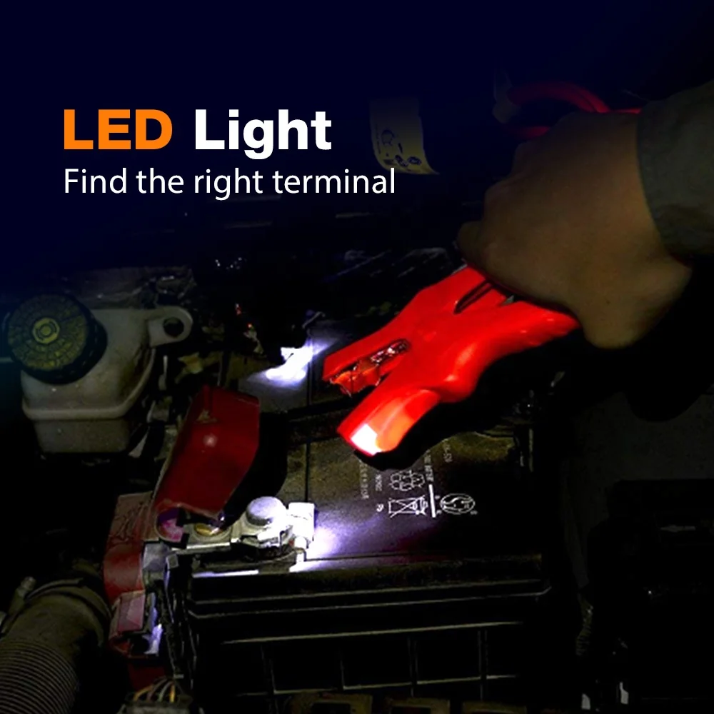 
CE Auto Emergency Tool 6GAUGE 12FEET Car Plastic Battery 400A Booster Jumper Cables with LED Light 
