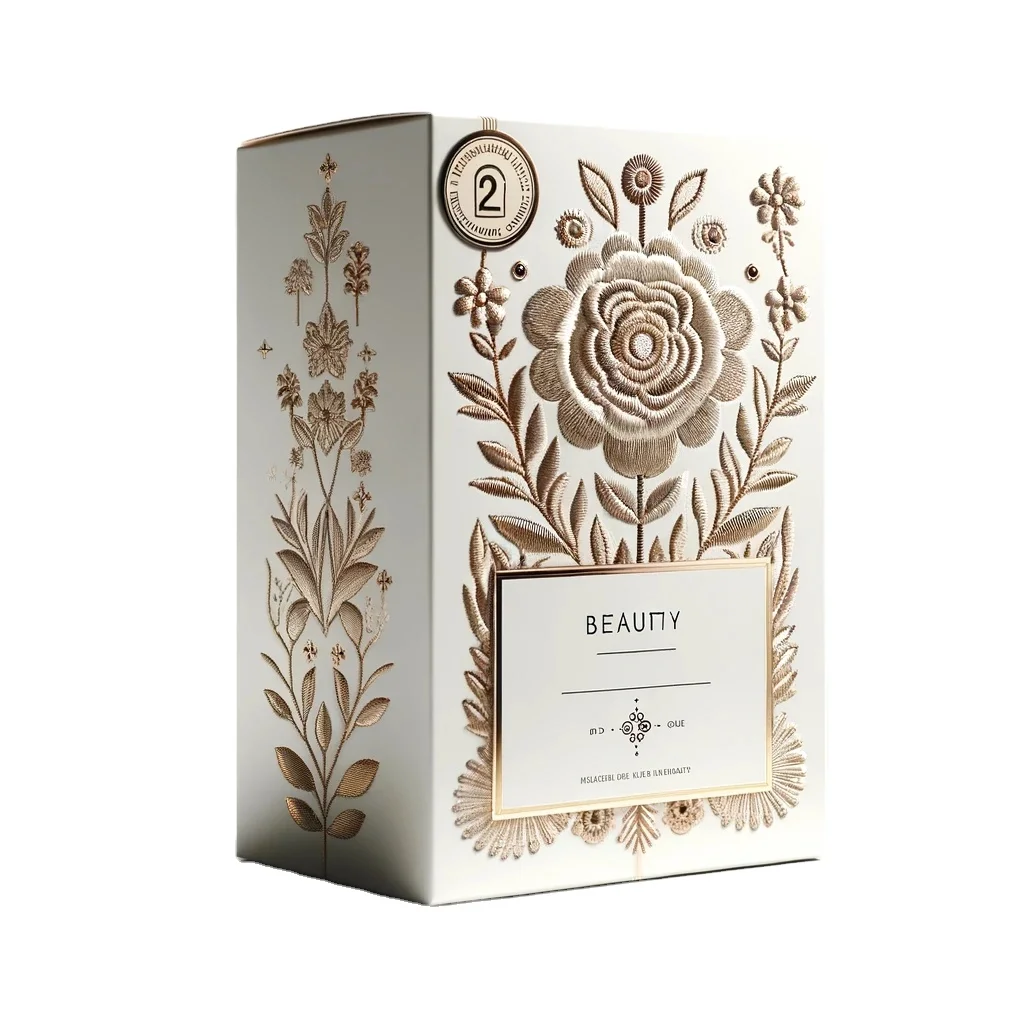 Customized paper box packaging with Chinese embroidery elements for cosmetics and skincare gift box