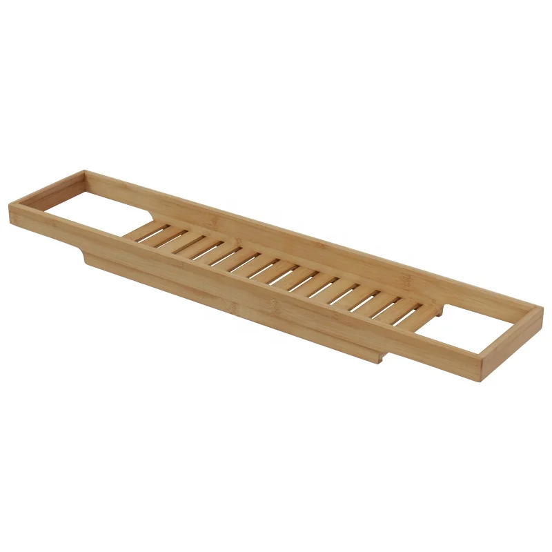Hotel Luxury Extendable Bathtub Caddy Natural Bamboo Bathtub Tray For Bathroom