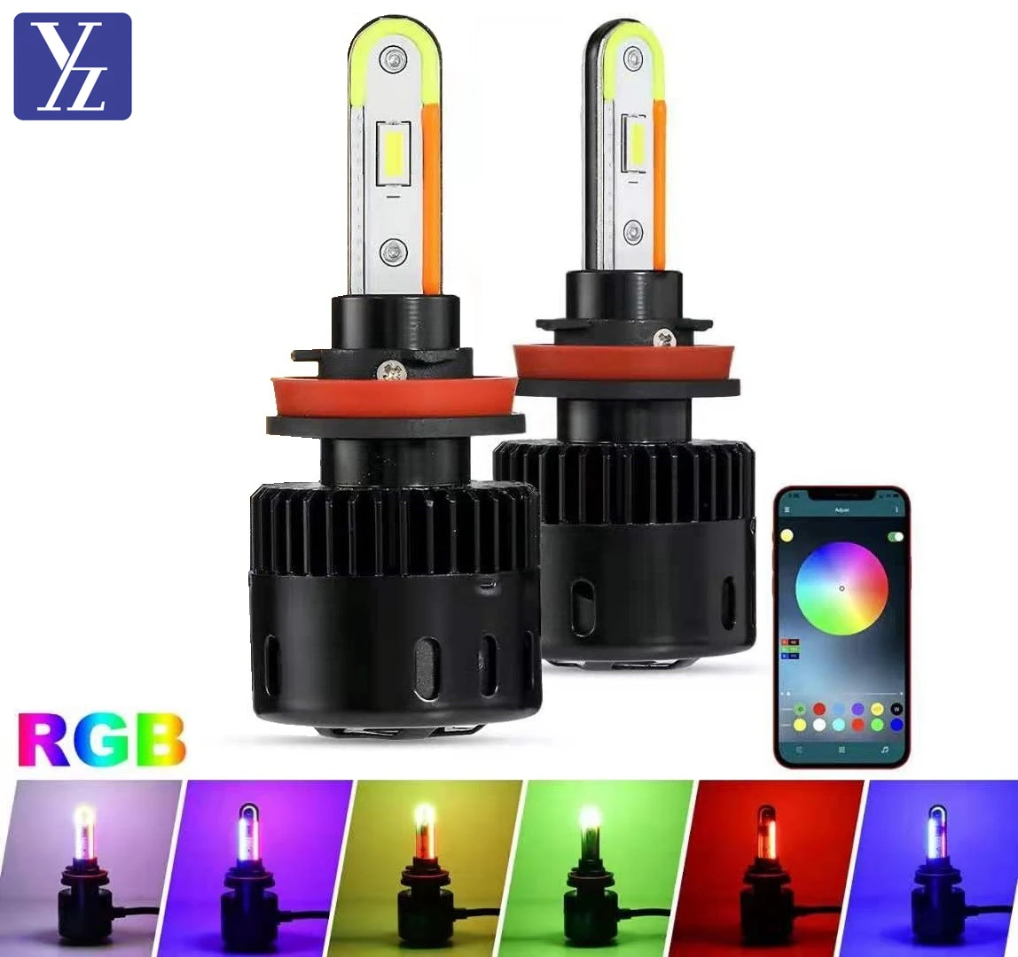 h4 led headlight h7 Mobile App rgb led car light  h11 9005 led headlamps with auto lighting system
