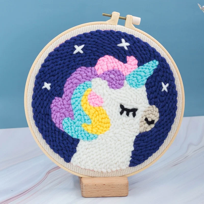 
Unicorn embroidery diy punch needle kit 