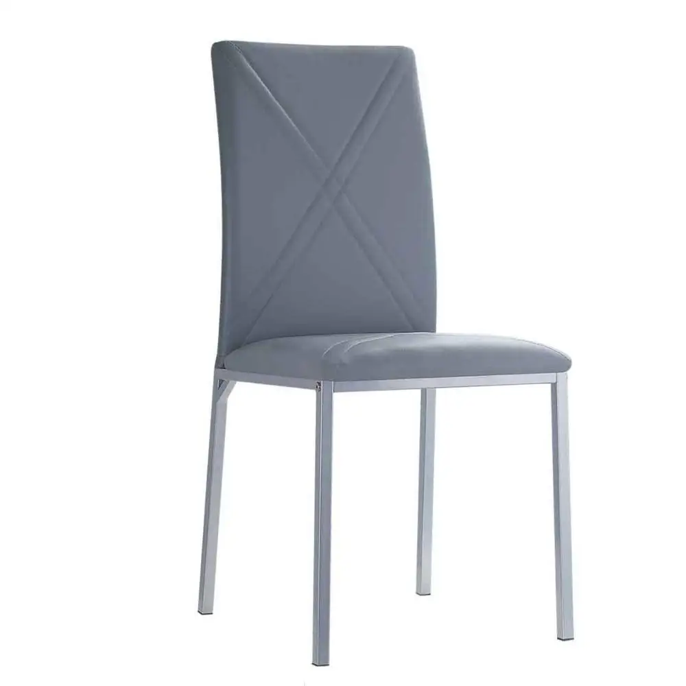 Kitchen Dining Table Set Tempered Glass Grey Table Top with 4 Chairs