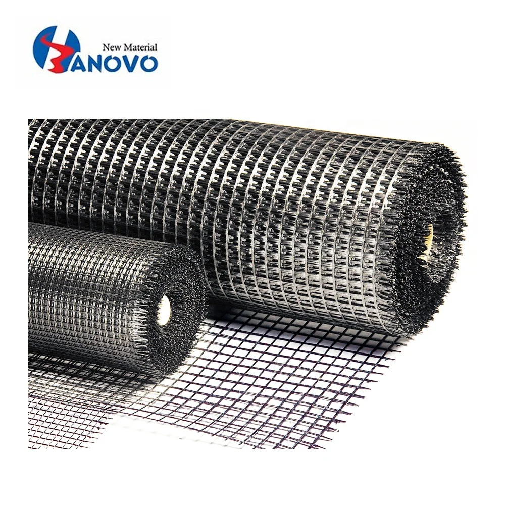High modulus of elasticity biaxial fiberglass geogrid with high adhesion strength pavement Reinforcement