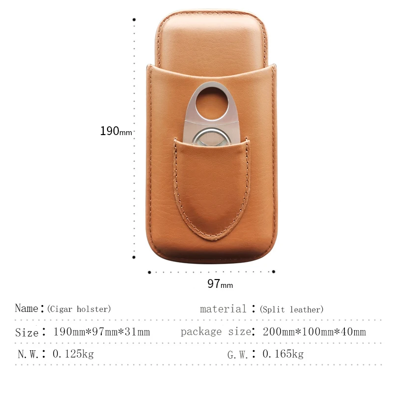 New Travel Leather Cigar Holster Cigarette Case 3 Slots Cigar Protective Holder Customized Color available