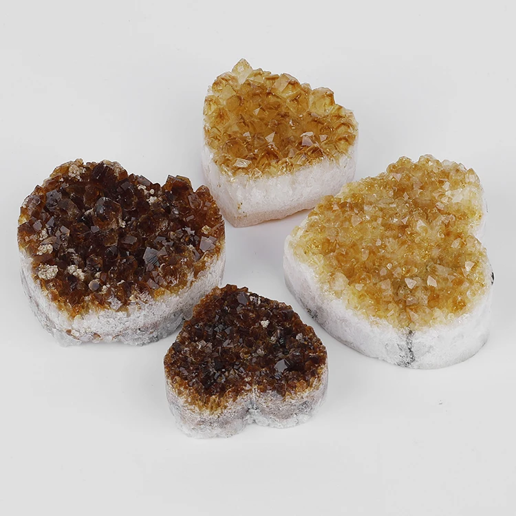 Wholesale Raw Large Heart Shape Citrine Crystal Quartz Cluster Natural Citrine for Sale