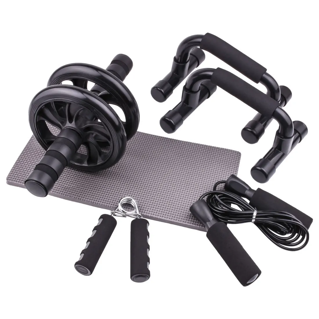 Black Abdominal Reducer Combination Home Sports Equipment 5-piece Set Abdominal Muscle Abdominal Wheel