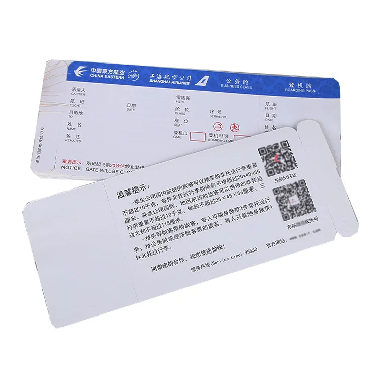 Disposable aseptic durable thermal printer coated paper airline boarding pass
