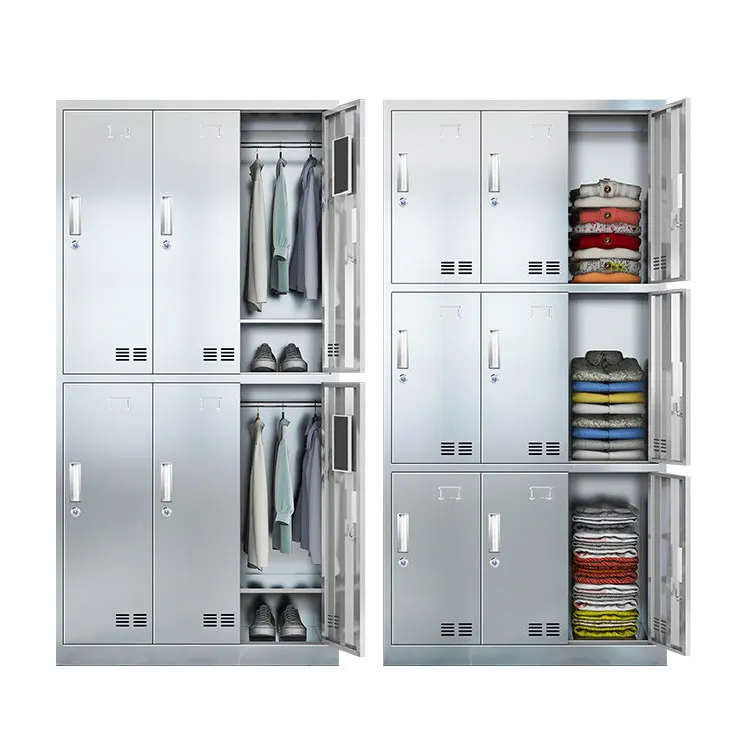 staff gym iron almirah door hostel employes compartment clothes metal stainless cabinet storage europe steel locker home using