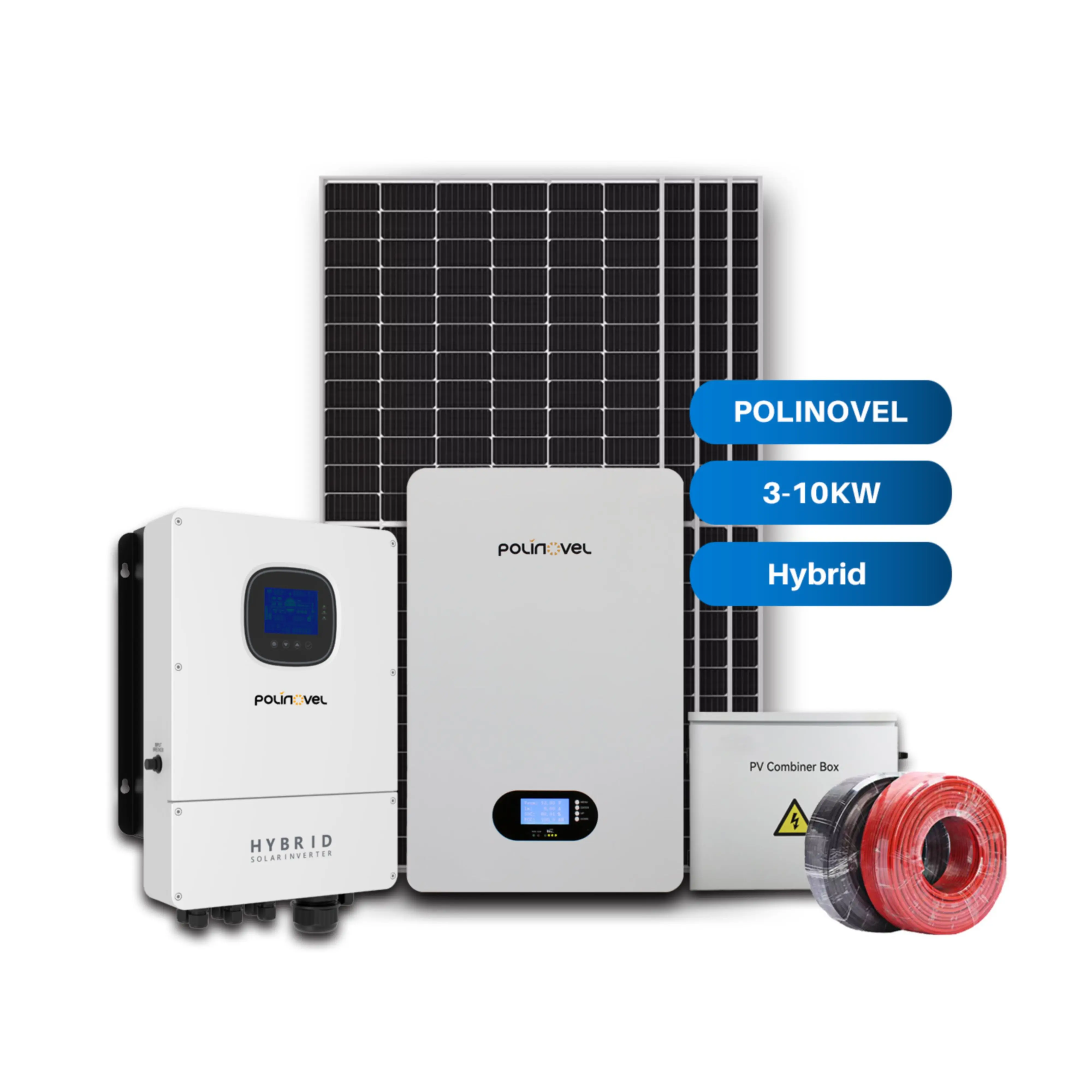 Polinovel Free Design Solar Panel 3kw 5kw 8kw 10kw Hybrid Solar System Home Power Hybrid With Lithium Battery