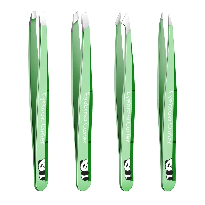 CMGF 1/4pcs High Precision Eyebrow Tweezers Set Stainless Steel Beard Eyebrow Eyelash Clipper Slant Plucking Pliers Tools