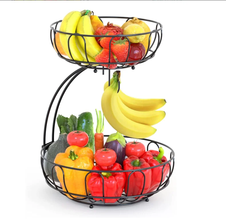 Picnic Basket 2021 Small Gourmet Colored Wedding Apple Fruit Basket 2 Tier For Organizing