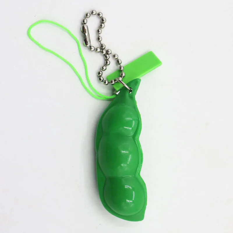 2021 New Squishy Squeeze Peas Beans Key Chain Bean Pod Key Chain Anti Stress Bean Fidget Key chain Decompression Fidget Toys