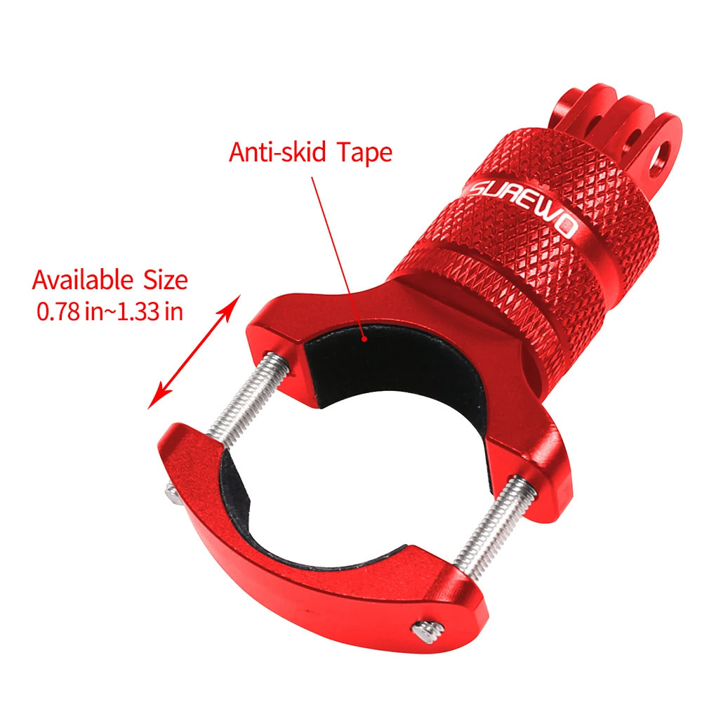 
SUREWO Red Gopro Bicycle Handlebar Mount Camera Bike Mount for GoPro Hero 5 6 7 Black DJI Osmo Action and Gopro Accessory 