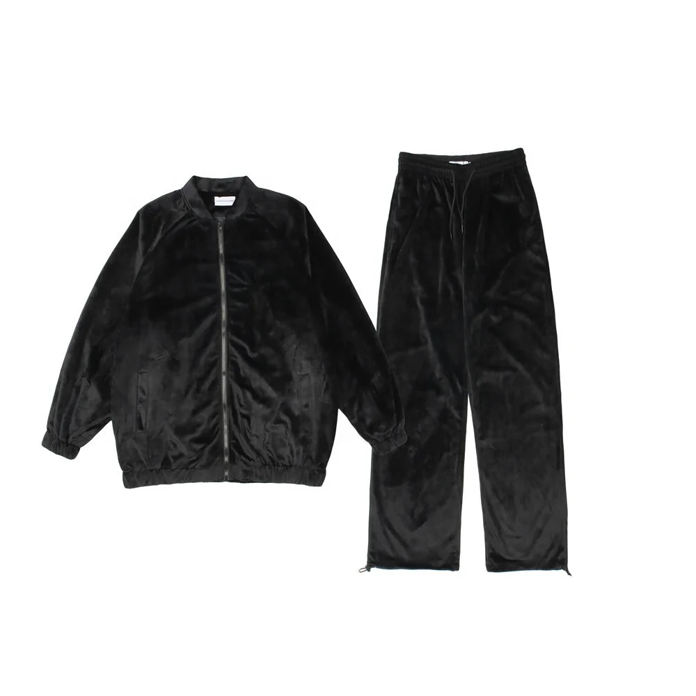 custom velvet velour tracksuit Baseball jacket and jogger set sweatsuit velvet tracksuit for men sport velvet tracksuit