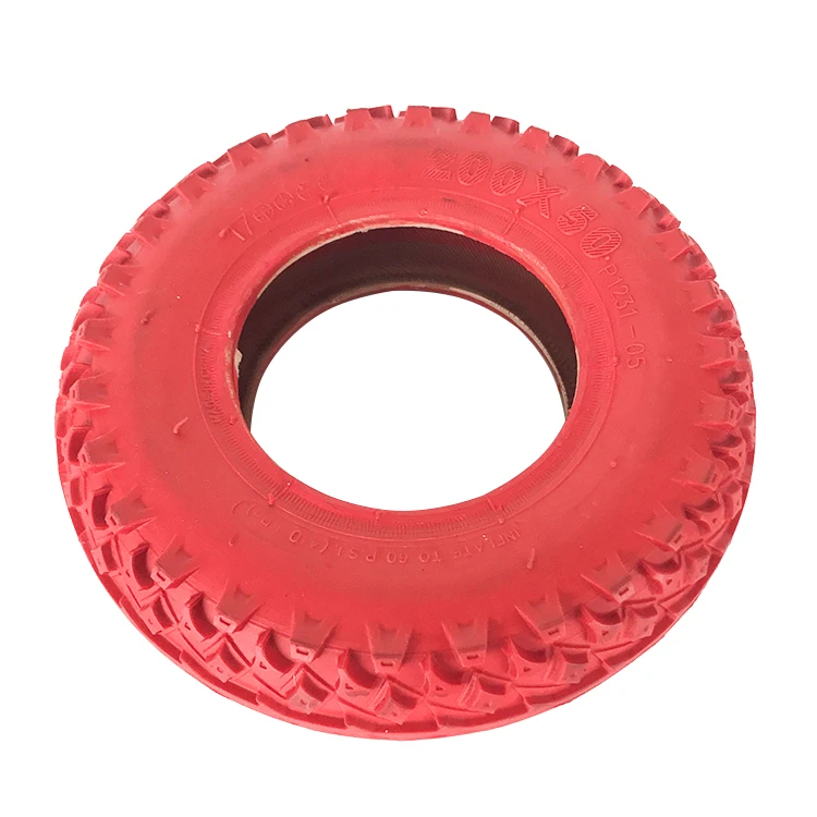 Sunmate 8 Inches Heavy Duty Electric Scooter Wheels Replacement Red Tire 200x50 with Knobby Offroad Profile for Mountainboard