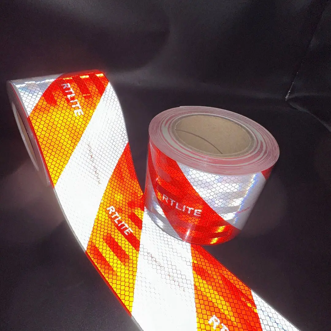 5 Years Car Reflector Sticker 4 Inch Red And White Left Right Slanted Adhesive Reflective Tape