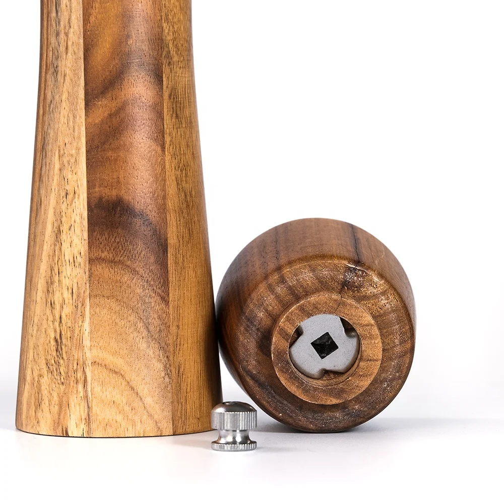 Manufacturer Wooden Spice Crusher Set 6in 8in 10in Acacia Wood Salt Grinder and Black Pepper Mill with Custom Gift Box