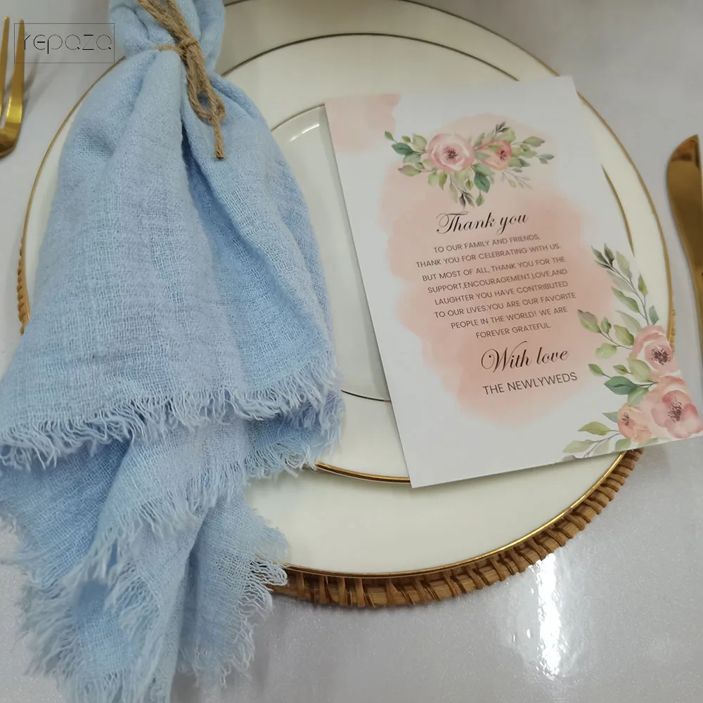 Blue peach gauze cotton cheesecloth table napkins