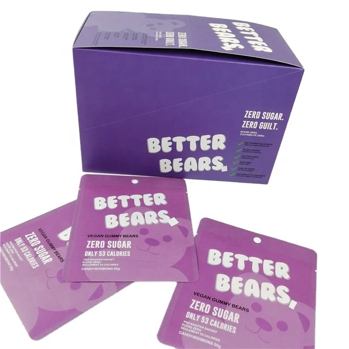 100% экологически чистые пакеты с фиолетовым принтом в виде медведей из мастики, коробки, упаковка/Биоразлагаемые бумажные пакеты из пла