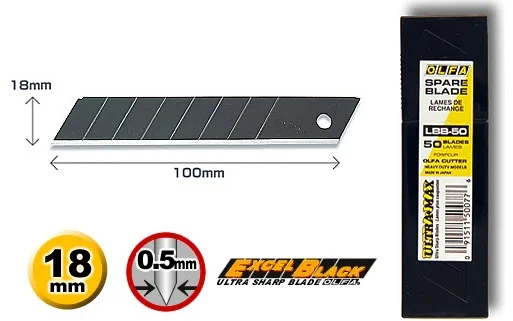 OLFA Blade Black Type 18mm LBB-50 alloy steel industrial blade durable heavy-duty blade