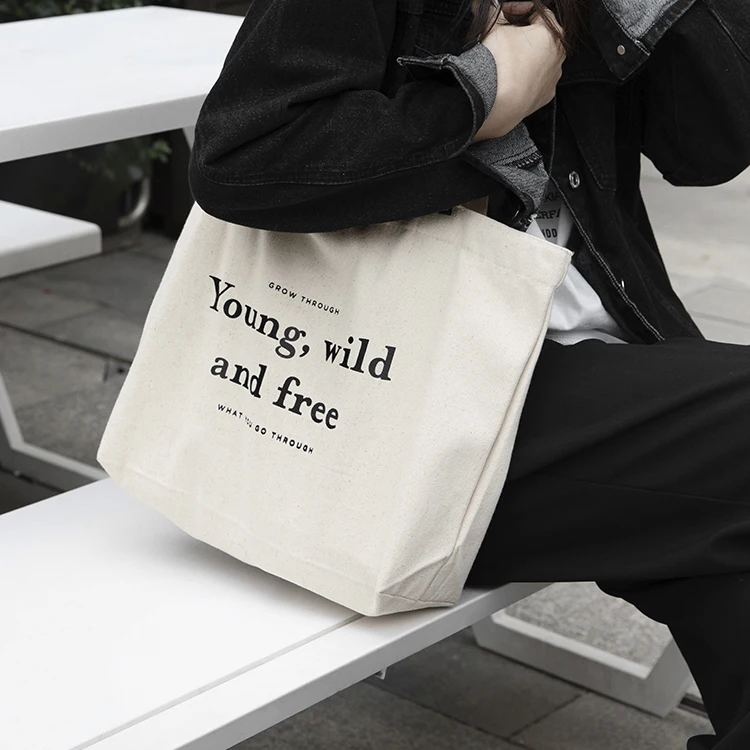 Wholesale Cheap Logo Design Promotional Price Recyclable canvas tote bags with custom printed logo