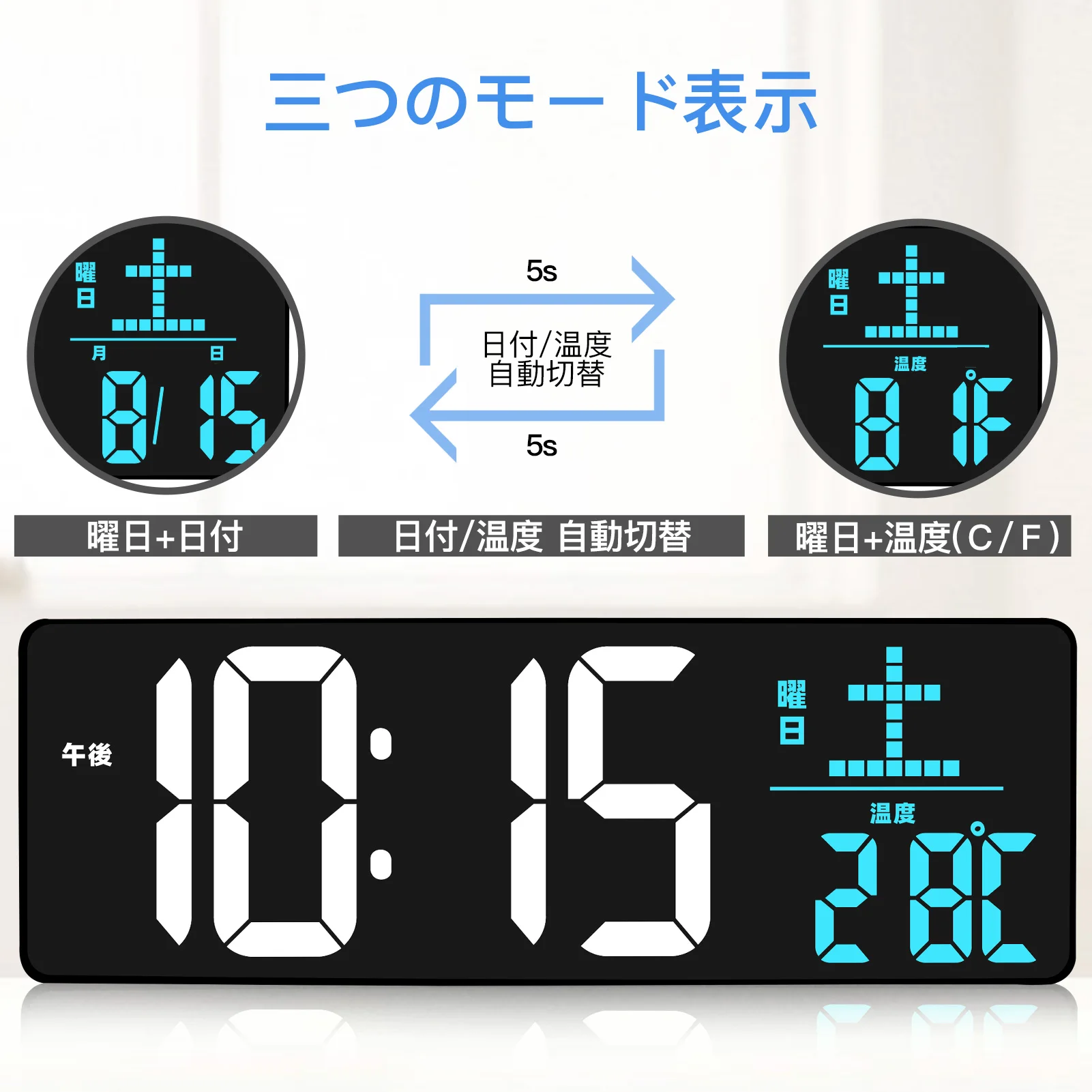 Large Digital Countdown Timer Alarm Clock Remote Control Table Desk Wall Clock with Japanese Language Display for Office Home