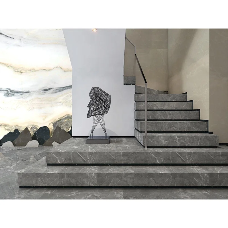Tile Stair Led Light Float Marble Folding Stair Modern Graphic Design Indoor Fumigated Wooden Crate Paia St 1/-1mm