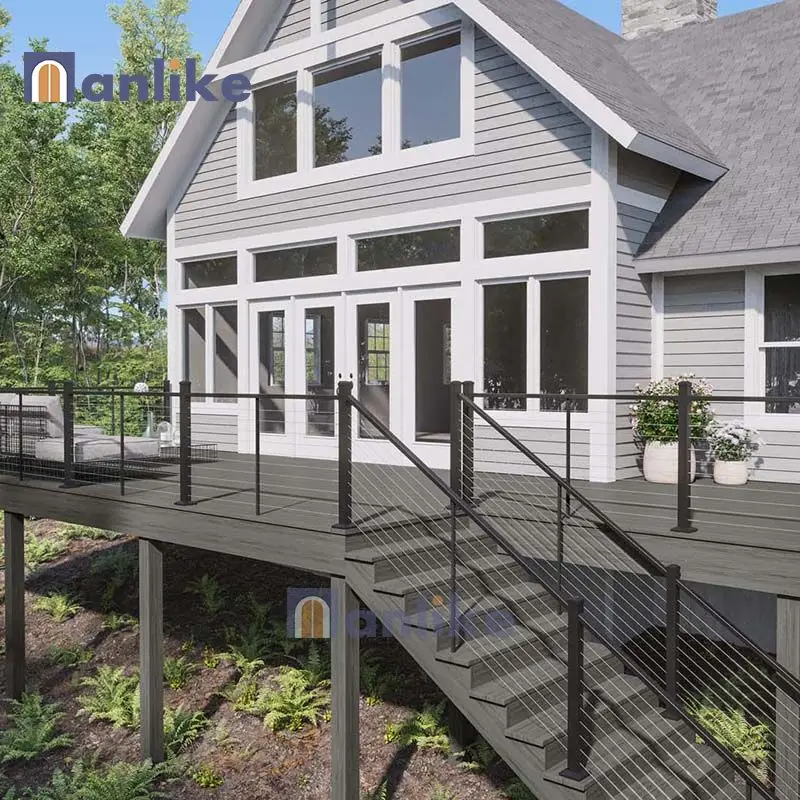 Anlike Residential Staircase Baluster Customized Cable stainless steel exterior stair balustrade balcony railing