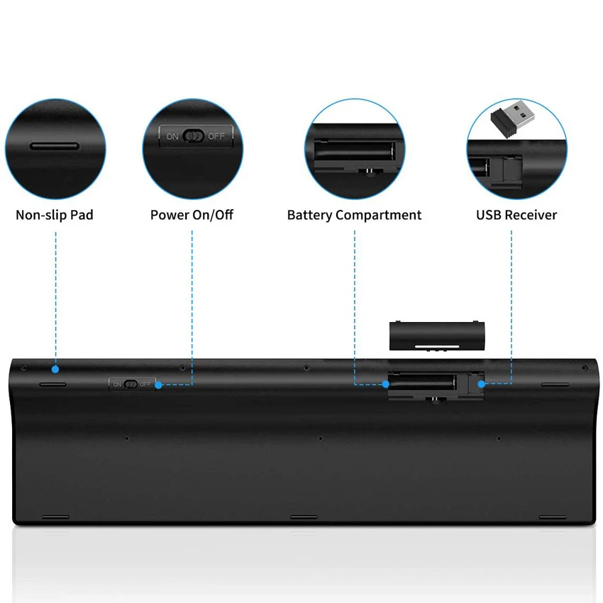 
Wholesale Full Size Quiet US Slim 2.4GHz Wireless Keyboard and Mouse Combo for iMac 