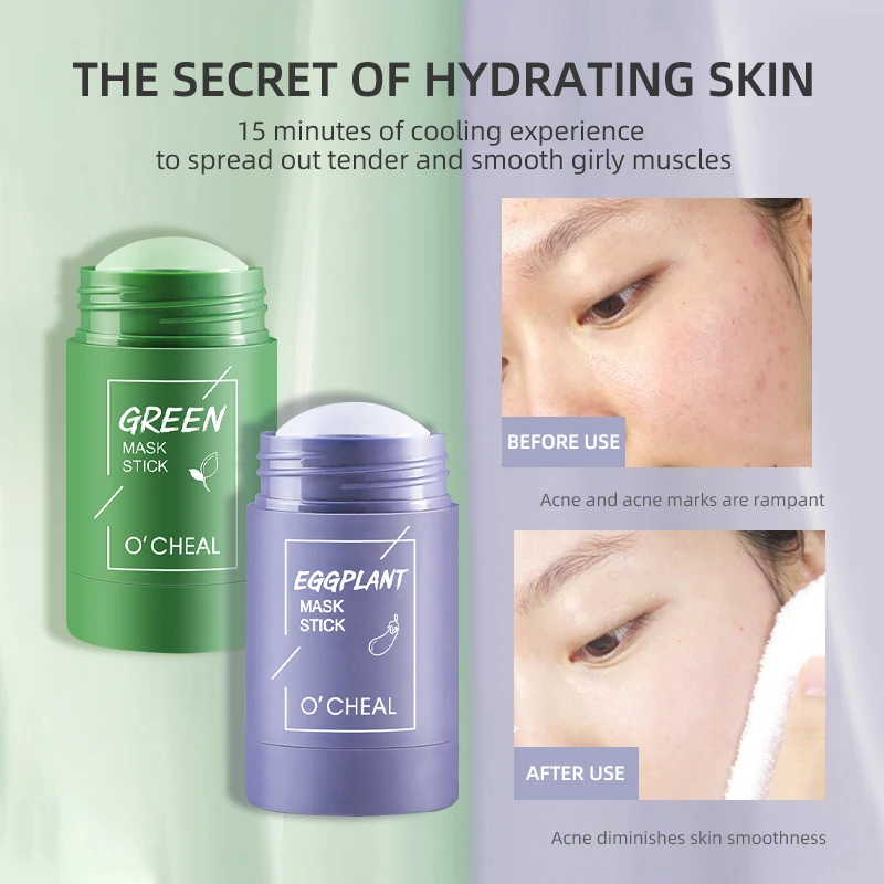 2021 NewOEM ODM Clay Mask Stick Facial Skincare Pink Matcha Whitening Cleansing Green Tea Mask Stick For Face wholesale supplier