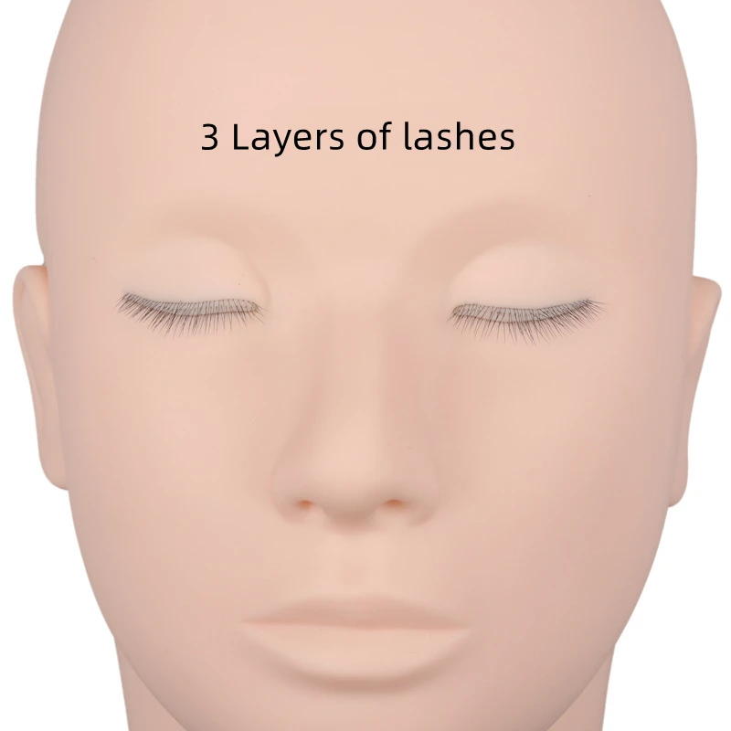Wholesale Eyelash Extension Silicone Mannequin Heads with 3 Layers of Lashes Training Practice Mannequin