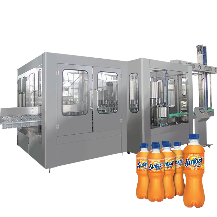 Автоматическая газированная машина для розлива и укупорки бутылок из ПЭТ объемом 500 мл, 3 в 1, для газированных мягких напитков, апельсинового сока