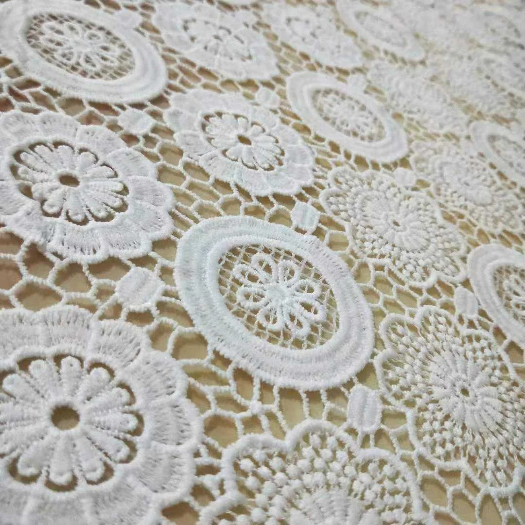Factory Direct Sales Snowflake Plum Hollow-Out Embroidered Lace Fabric Geometric Round Lace