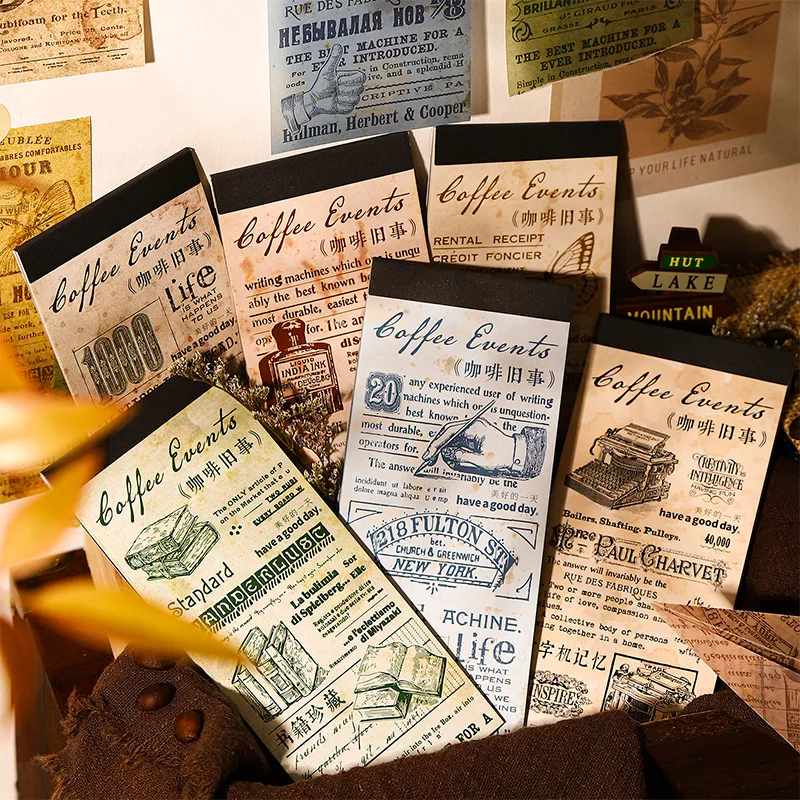 20 sheets per pack Dual Material Vintage Header Notebook Coffee Oldies Series 6 Backing Papers