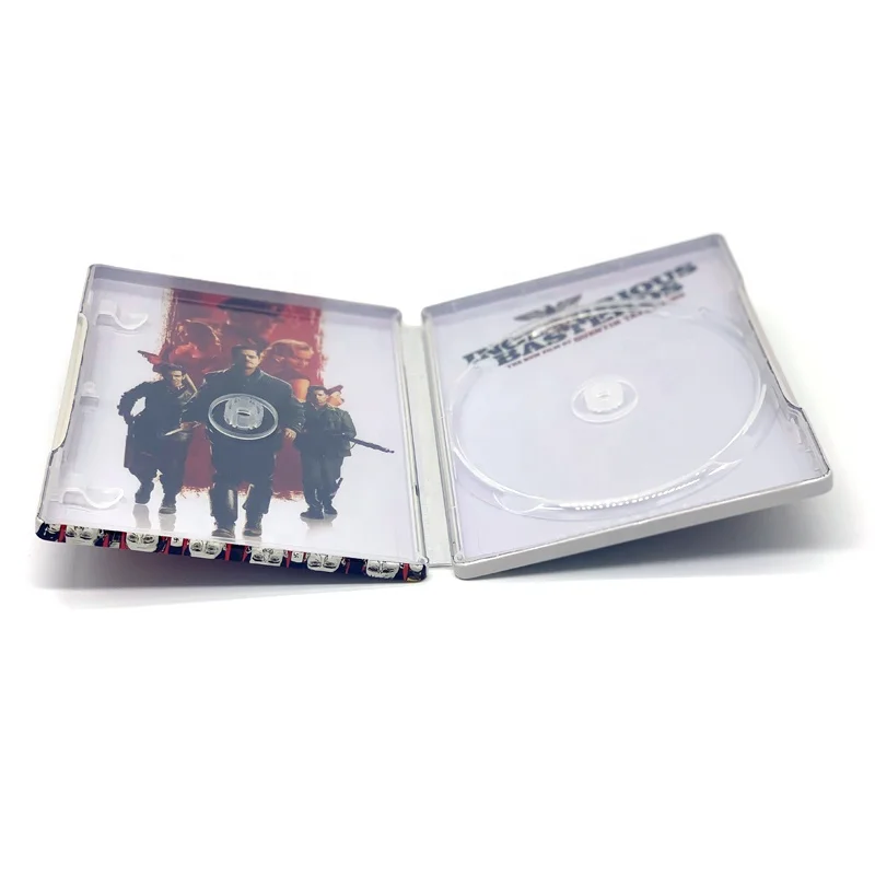 Wholesale rectangular standard metal custom printing DVD CD tin box with plastic intray