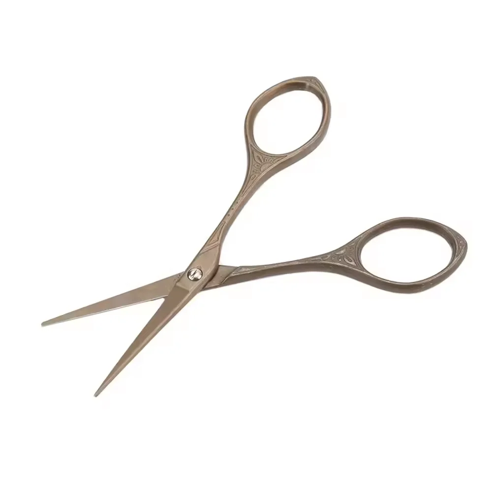 Set of Gold European Vintage Sewing Shears Flower Pattern Embroidery Scissors and antique scissors