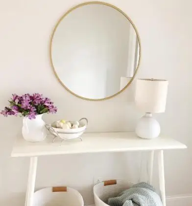 Wholesales Luxury Design Wall Mounted Circular Round Decorative Metal -24' GOLD Wall Mirror