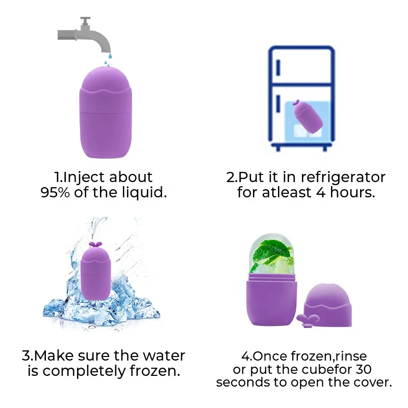 Silicone ice facial roller skin care beauty lifting face cooling massager reduce puff and dark ice holder for skin care