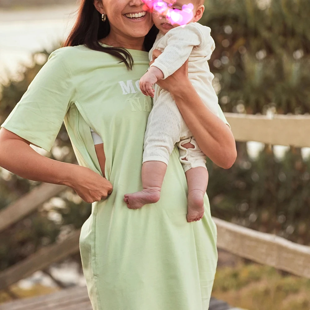 Custom breastfeeding dress High Quality stylish Maternity Dresses Pregnancy Clothes Long Sleeve Nursing Dress for mamas
