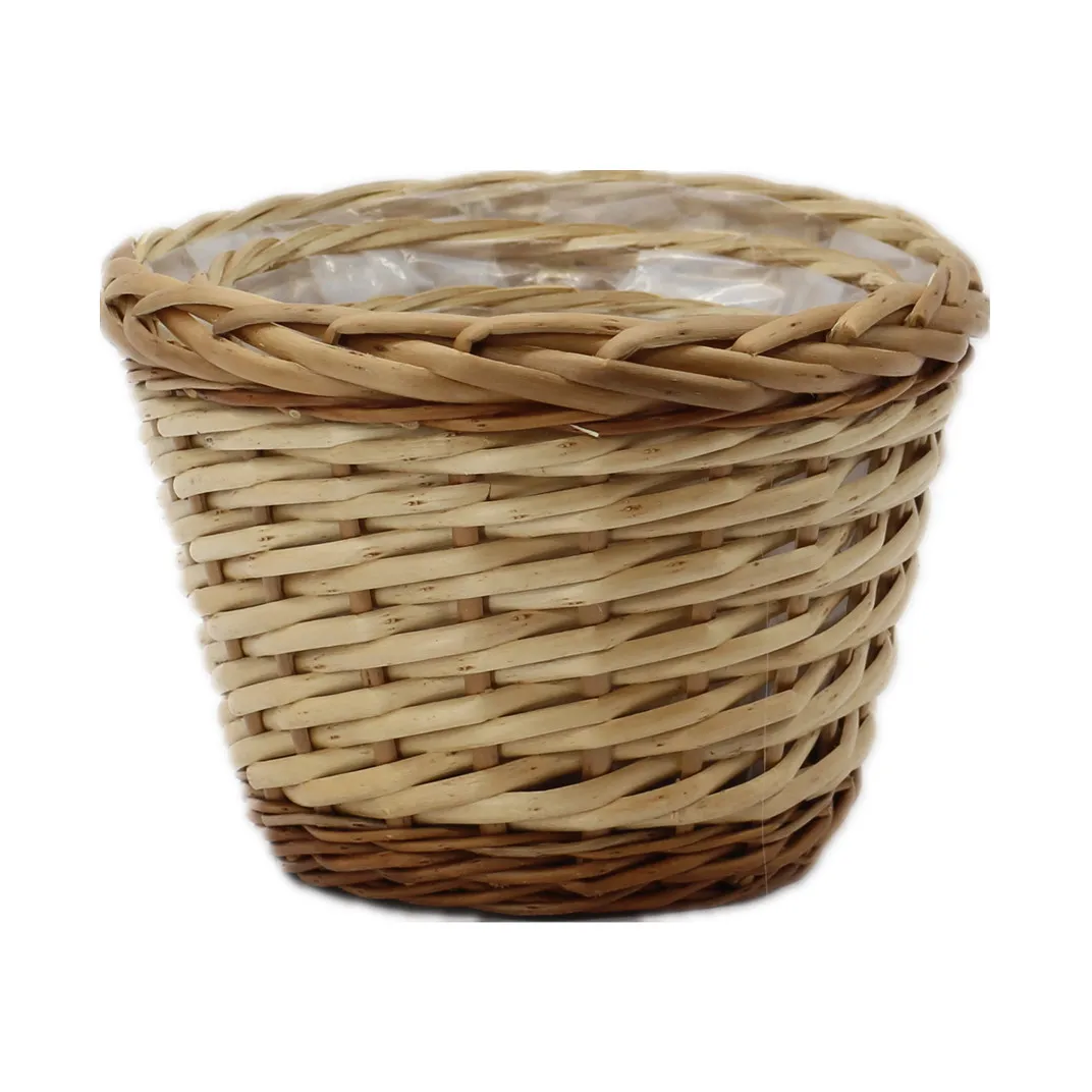 Factory direct sales outdoor picnic flower grass food storage round wicker basket for flowers