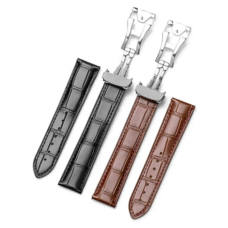 18 19 20 21 22 mm black blue speedmaster butterfly deployment corc pattern genuine leather watch band for omega watch strap