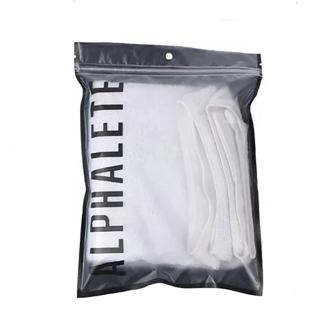 2020 Custom printed packaging of plastic bags black with zipper for clothing etc opp bags