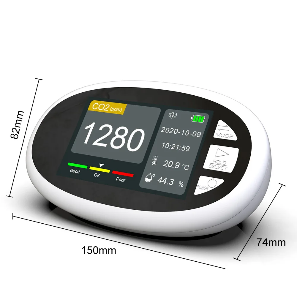 LCD color screen air quality analyzer high precision NDIR sensor household CO2 concentration meter indoor carbon content monitor