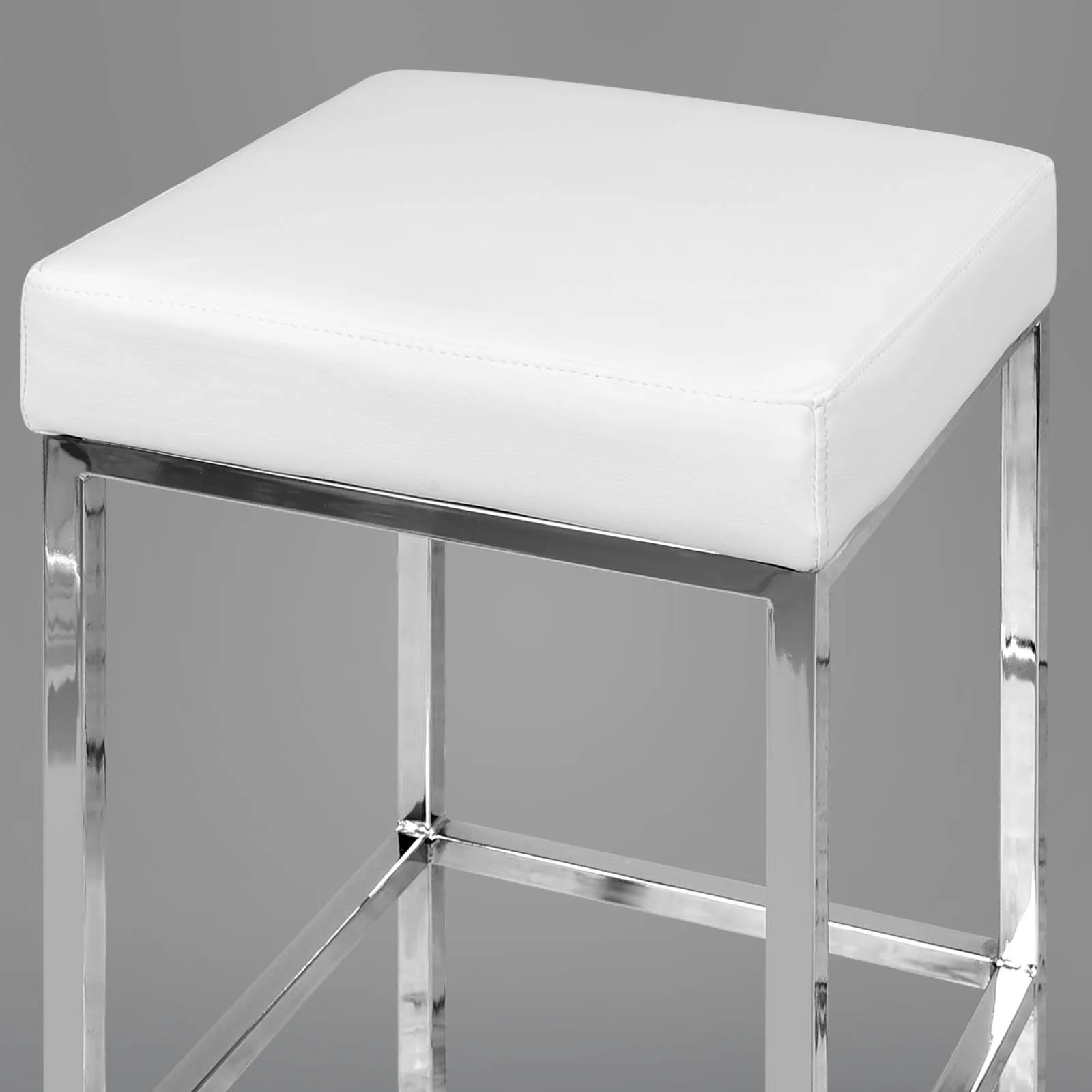 White Upholstered Cover Bar Stool Chair Chromed Base Barstool Lem piston Stool for Sale